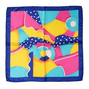 Retro Geometric Satin Scarf 20x20 Women's Hair Neck Head Square Scarf
